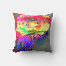 Abstrakt gult rosa vattenfärgsmålning blommigt för kudde