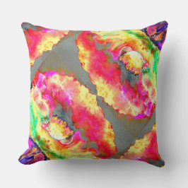 Abstrakt gult rosa vattenfärgsmålning blommigt för kudde