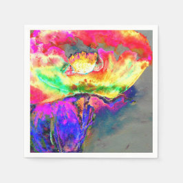 Abstrakt gult rosa vattenfärgsmålning blommigt för pappersservett