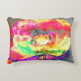 Abstrakt gult rosa vattenfärgsmålning blommigt för prydnadskudde