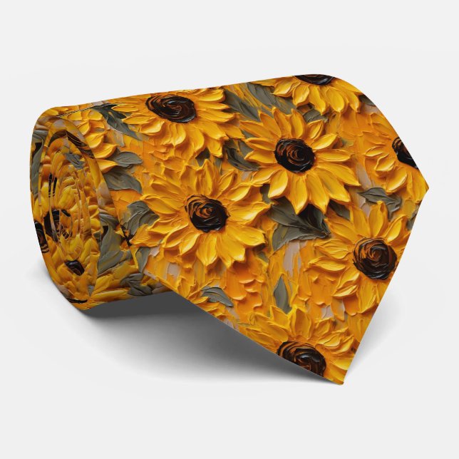 Abstrakt Gult Solblommor Painting Neck Tie Slips (Rullad)