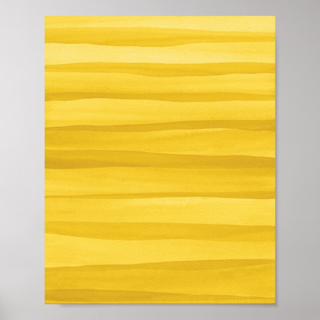 Abstrakt Gult Vattenfärgsbild Linjer Art Poster (Framsidan)