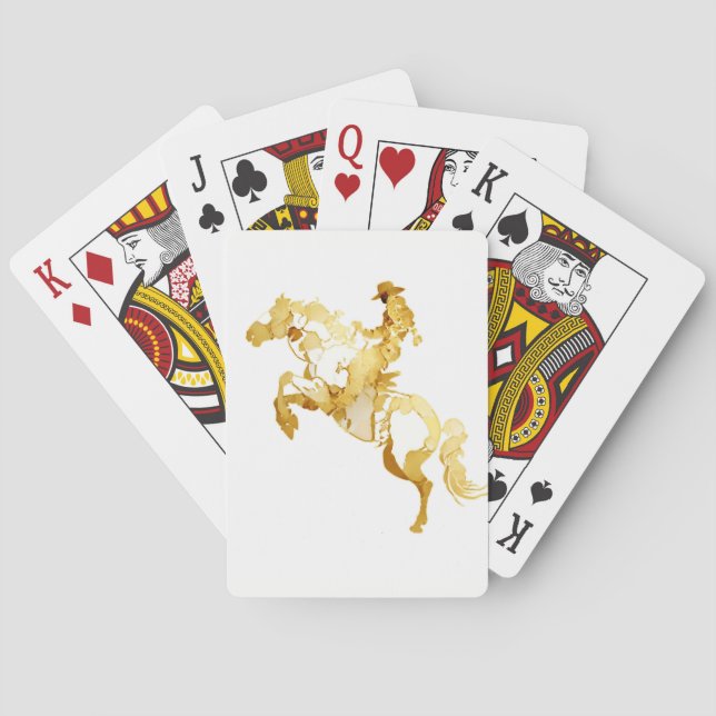 Abstrakt gyllene häst och ryttare casinokort (Baksidan)