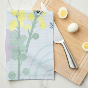 Abstrakt Gyllene Wattle Modern Akacia Illustrativ Kökshandduk
