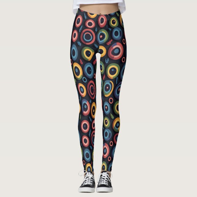 Abstrakt Halloween Blue Spooky Monster Eyeball Leggings (Framsida)