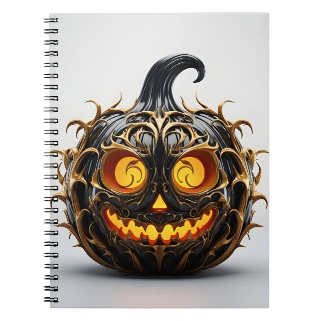 Abstrakt Halloween Elegant Black Pumpkin Anteckningsbok (Framsidan)