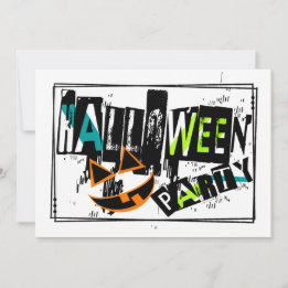 Abstrakt Halloween-inbjudan med pumpaansikte Inbjudningar