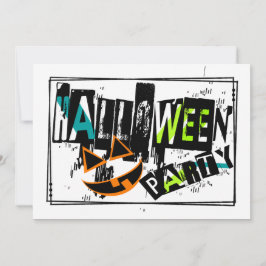 Abstrakt Halloween-inbjudan med pumpaansikte Inbjudningar