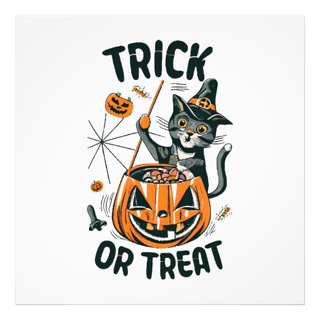 Abstrakt Halloween-katt Fototryck (Framsidan)