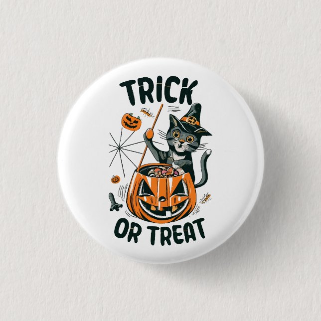 Abstrakt Halloween Katt Knapp (Framsida)