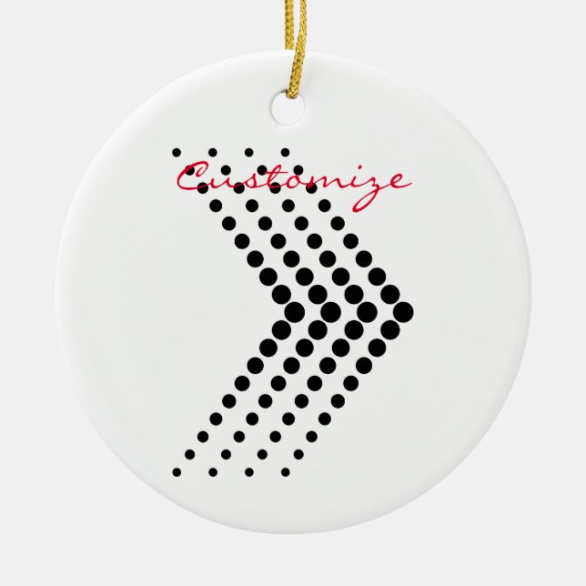 Abstrakt halvton Pulserande cirkel Sicksack Chevro Julgransprydnad Keramik (Framsidan)