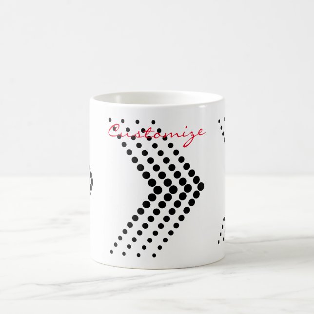 Abstrakt Halvtonscirkel Zigzag Chevron Kaffemugg (Center)
