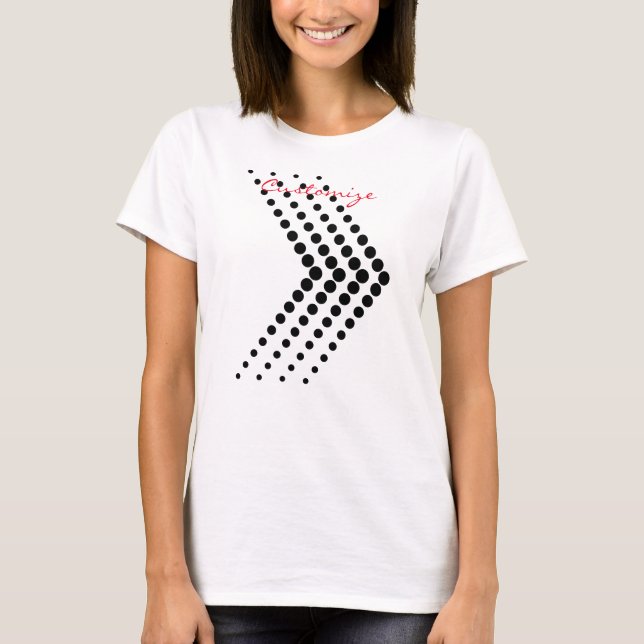 Abstrakt Halvtonscirkel Zigzag Chevron T Shirt (Framsida)