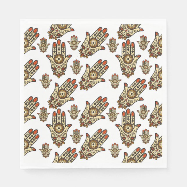 Abstrakt Hamsa-amulett (Fatimas hand) mönster Pappersservett (Framsidan)