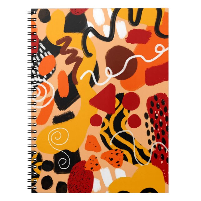 Abstrakt Hand Teckning Geometric Shapes Push Strok Anteckningsbok (Framsidan)