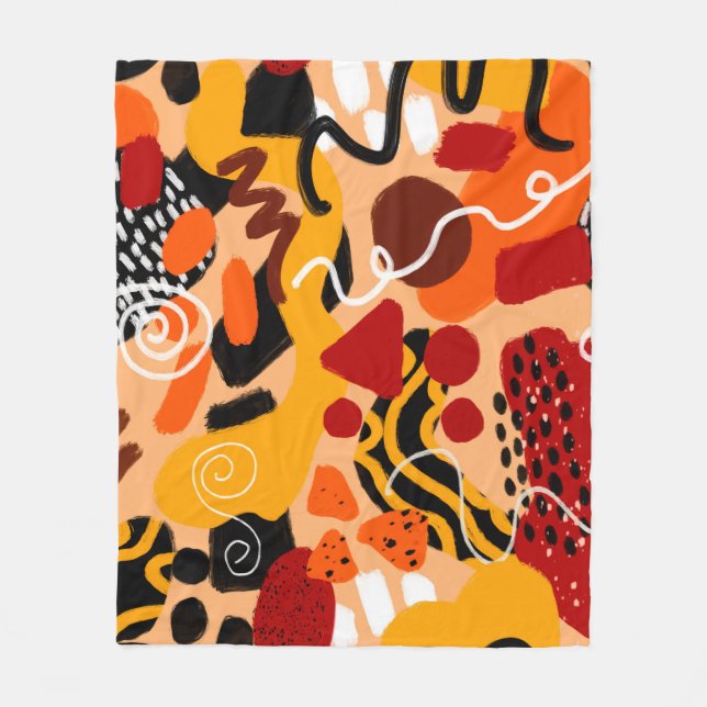 Abstrakt Hand Teckning Geometric Shapes Push Strok Fleecefilt (Framsidan)