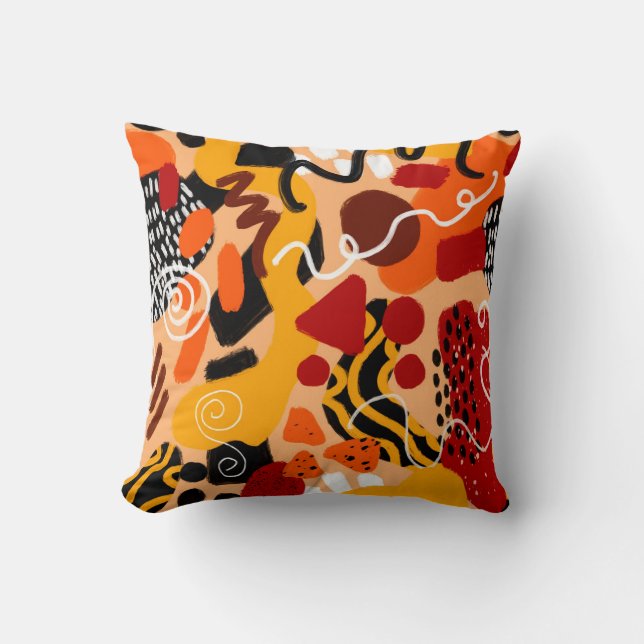 Abstrakt Hand Teckning Geometric Shapes Push Strok Kudde (Framsida)