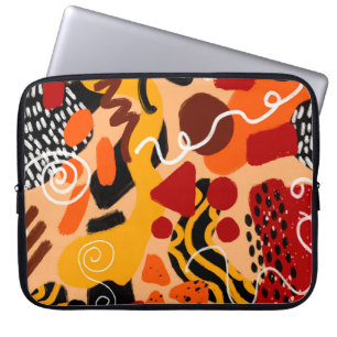 Abstrakt Hand Teckning Geometric Shapes Push Strok Laptop Fodral