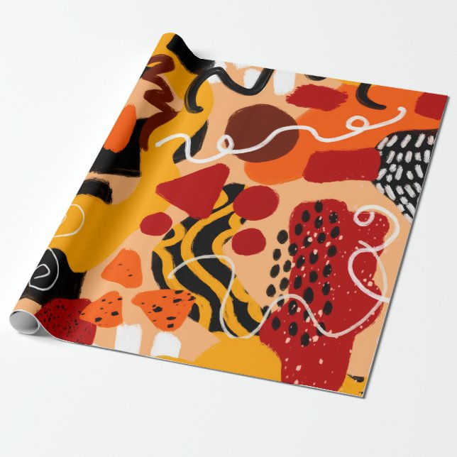 Abstrakt Hand Teckning Geometric Shapes Push Strok Presentpapper (Utrullad)