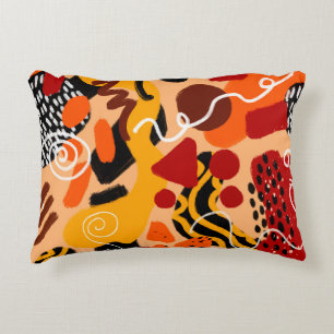 Abstrakt Hand Teckning Geometric Shapes Push Strok Prydnadskudde
