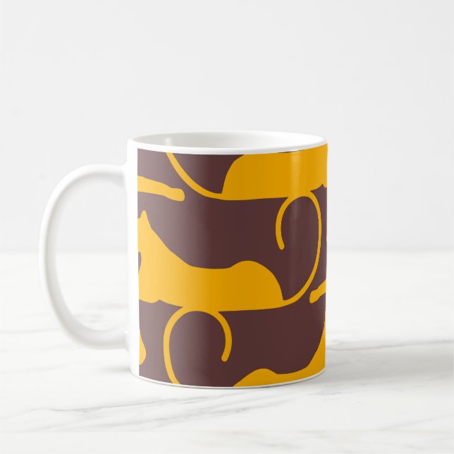 Abstrakt Hand Teckning Leopard Cheetah Panther Cat Kaffemugg (Vänster)