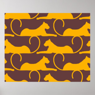 Abstrakt Hand Teckning Leopard Cheetah Panther Cat Poster