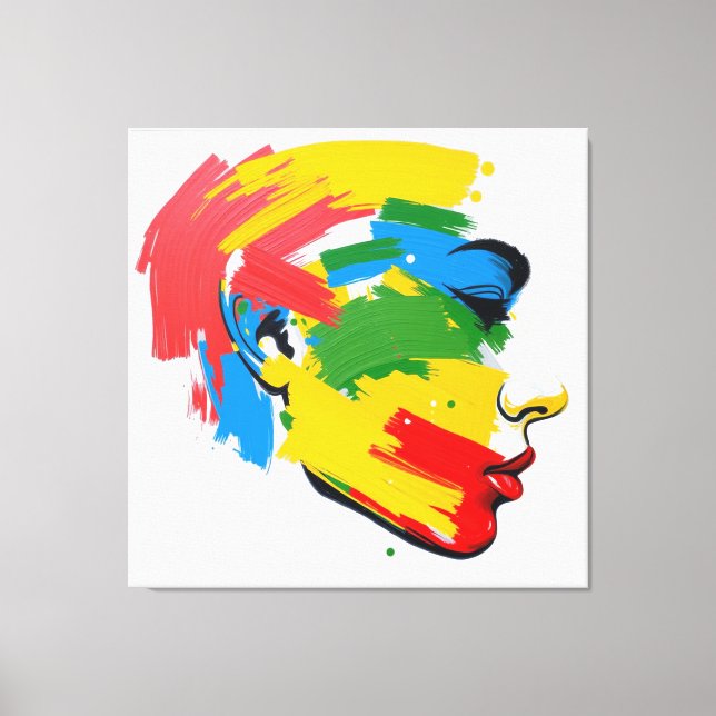 Abstrakt, handmålad modern feminism canvastryck (Framsida)