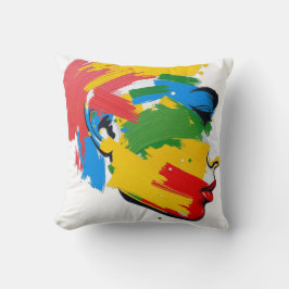 Abstrakt, handmålad modern feminism kudde