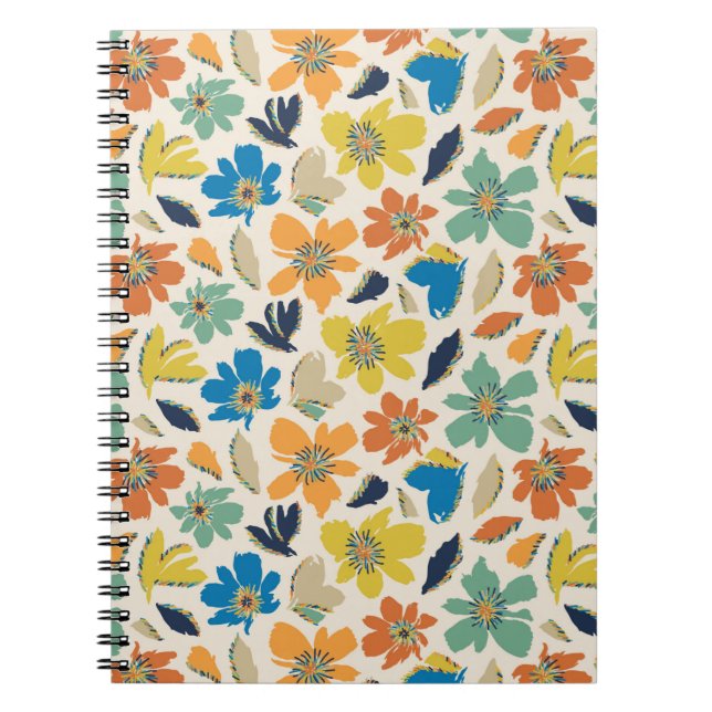 Abstrakt Handritad Boho Blommönster Anteckningsbok (Framsidan)