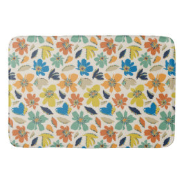 Abstrakt Handritad Boho Blommönster Badrumsmatta