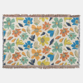 Abstrakt Handritad Boho Blommönster Filt