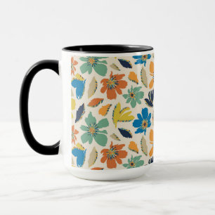 Abstrakt Handritad Boho Blommönster Mugg
