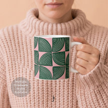 Abstrakt Handritat Geometriskt Mönster Rosa Grönt