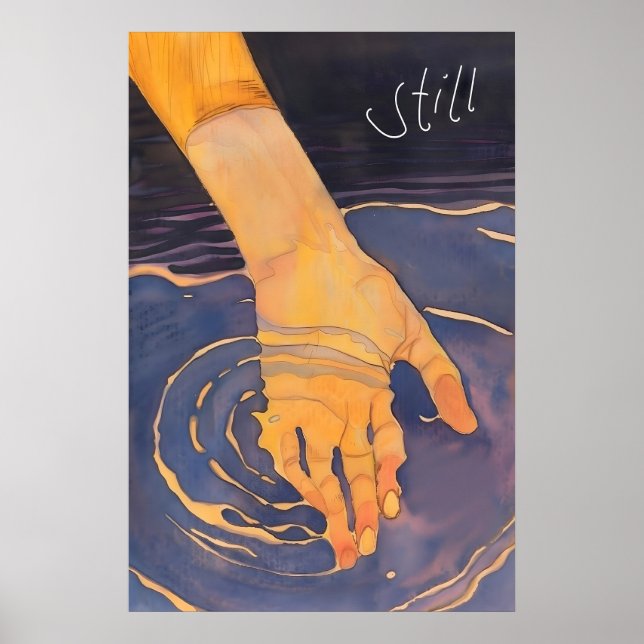 Abstrakt Handvatten Vatten Konsttryck Lugnande Kru Poster (Framsidan)