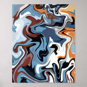Abstrakt Harmony of Blue and Earthy Tones Poster