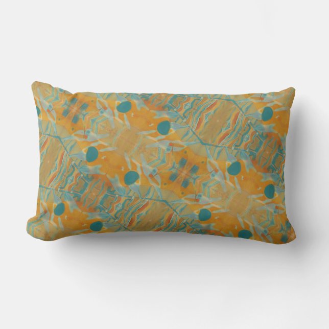Abstrakt Harvest orange and teal motif Lumbarkudde (Framsida)