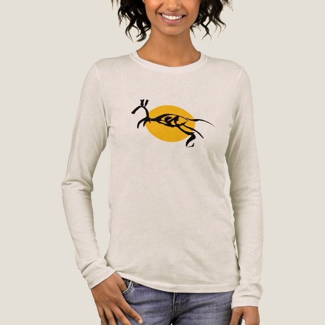 Abstrakt häst varelse pensel teckning t shirt (Framsida)