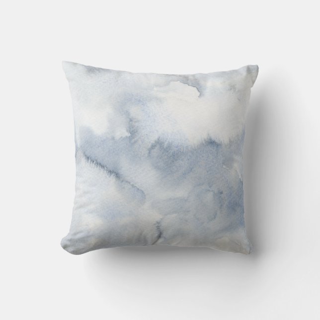 Abstrakt Havsvatten, vattenfärg Dusty Blue Rustic  Kudde (Framsida)