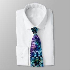 Abstrakt Hawaiian Blue Tie Dye Neck Tie Slips