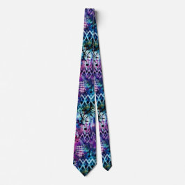 Abstrakt Hawaiian Blue Tie Dye Neck Tie Slips