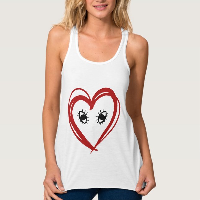 Abstrakt Heart Ansikte Tanktop Linne Med Racerback (Framsida)