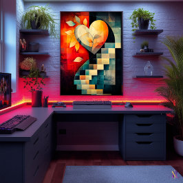 Abstrakt Heart Art - Geometric Kärlek Design Poster