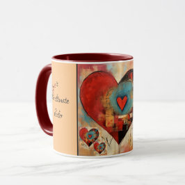 Abstrakt Heart-design med text Alla hjärtans Mugg
