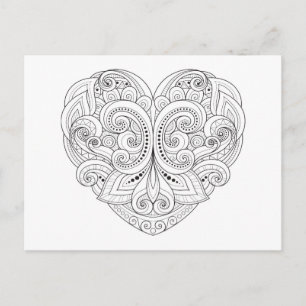 Abstrakt Heart Doodle Vykort