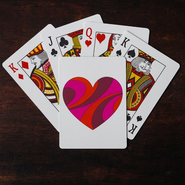 Abstrakt Heart Fold Red and Rosa Swirl Mönster Casinokort (Skapare uppladdad)
