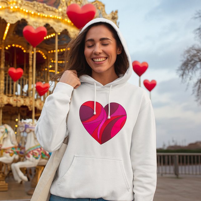 Abstrakt Heart Fold Red and Rosa Swirl Mönster T Shirt (Skapare uppladdad)