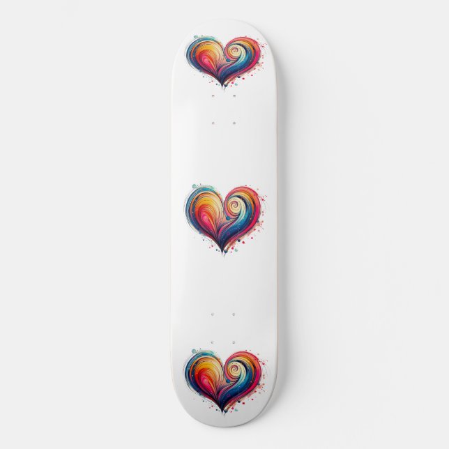 Abstrakt Heart Mini Skateboard Bräda 18,5 Cm (Framsida)