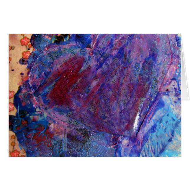 Abstrakt Heart Mixed Media Collage Hälsningskort (Framsidan Horizontal)