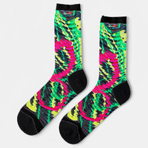 Abstrakt Heart Neon Färg Socks