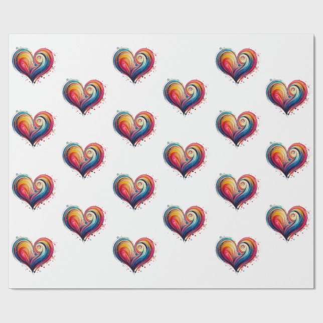Abstrakt Heart Presentpapper (Platt)